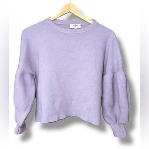 Oat New York Lavender Puff Sleeve Cropped Sweater Size XS